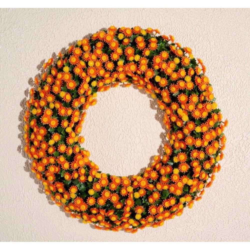 Wicker Park 24in  Harvest Faux Mum Wreath Fiesta Multi